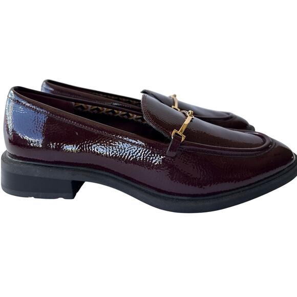SARTO by Franco Sarto Eda Loafers Gold Bit Burgundy Leather Almond Toe Size 8 M - Picture 3 of 10